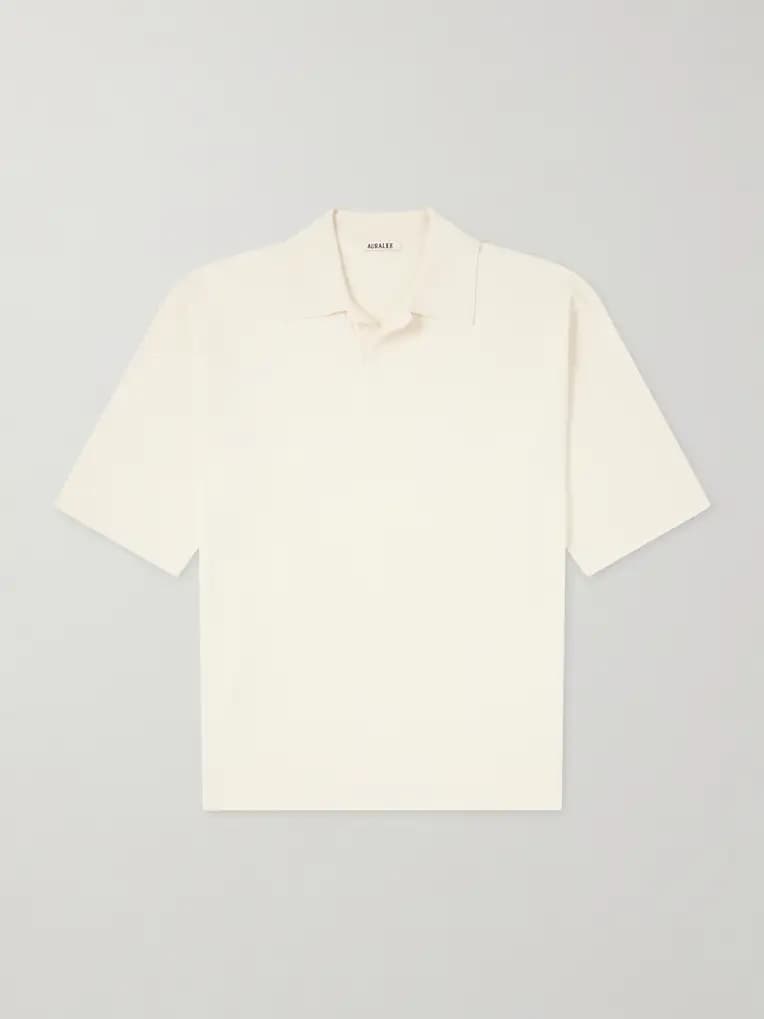 AURALEE Knitted Silk Polo Shirt