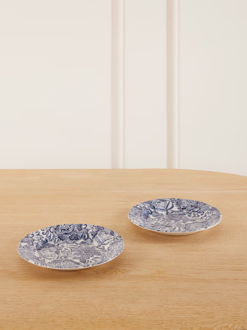 RALPH LAUREN HOME + Burleigh Faded Peony set of two painted earthenware plates