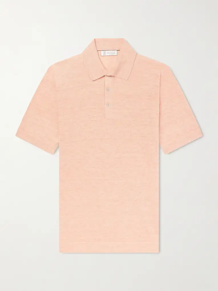 BRUNELLO CUCINELLI Linen and Cotton-Blend Polo Shirt
