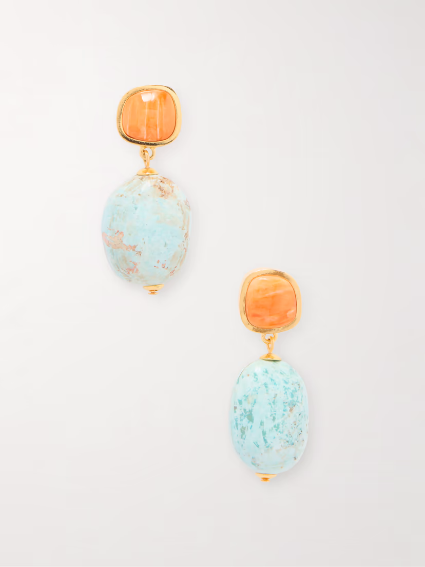 LIZZIE FORTUNATO Citrus Splash gold-plated, shell and turquoise earrings