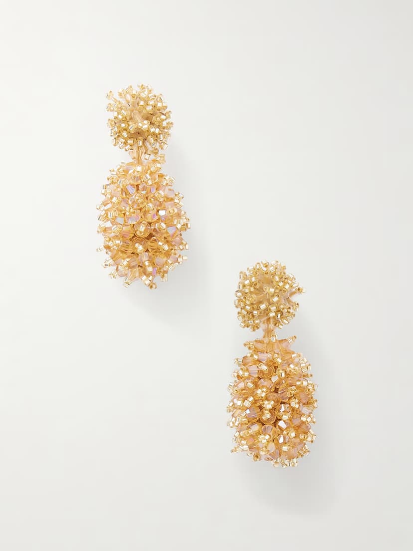 OSCAR DE LA RENTA Beaded gold-tone earrings