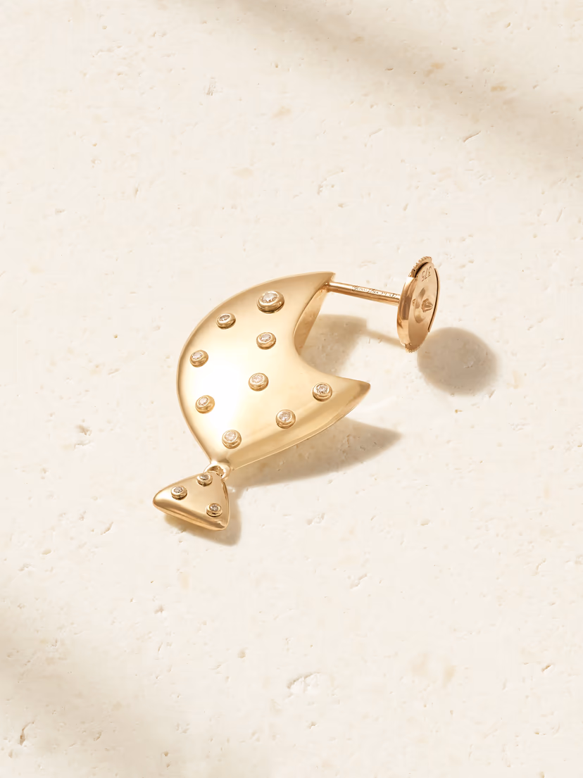 YVONNE LÉON Poisson Clown 9-karat gold diamond single earring