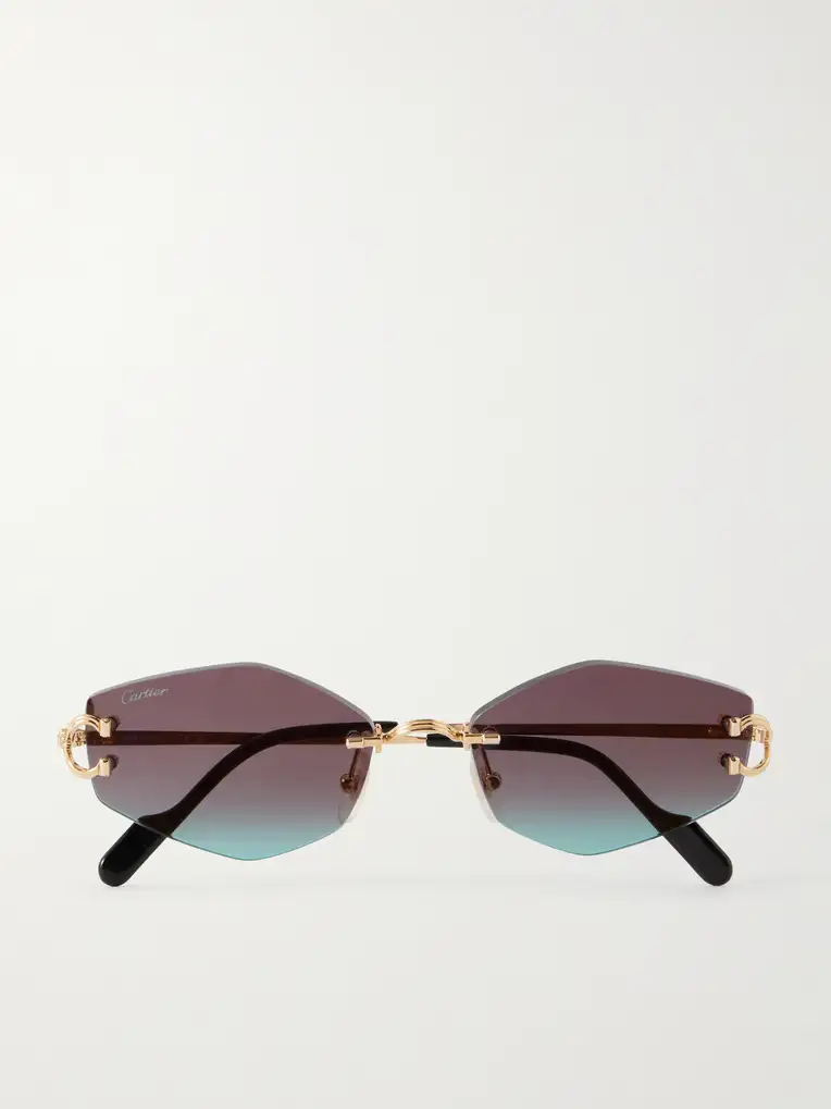 CARTIER EYEWEAR Squared-Frame Metal Sunglasses