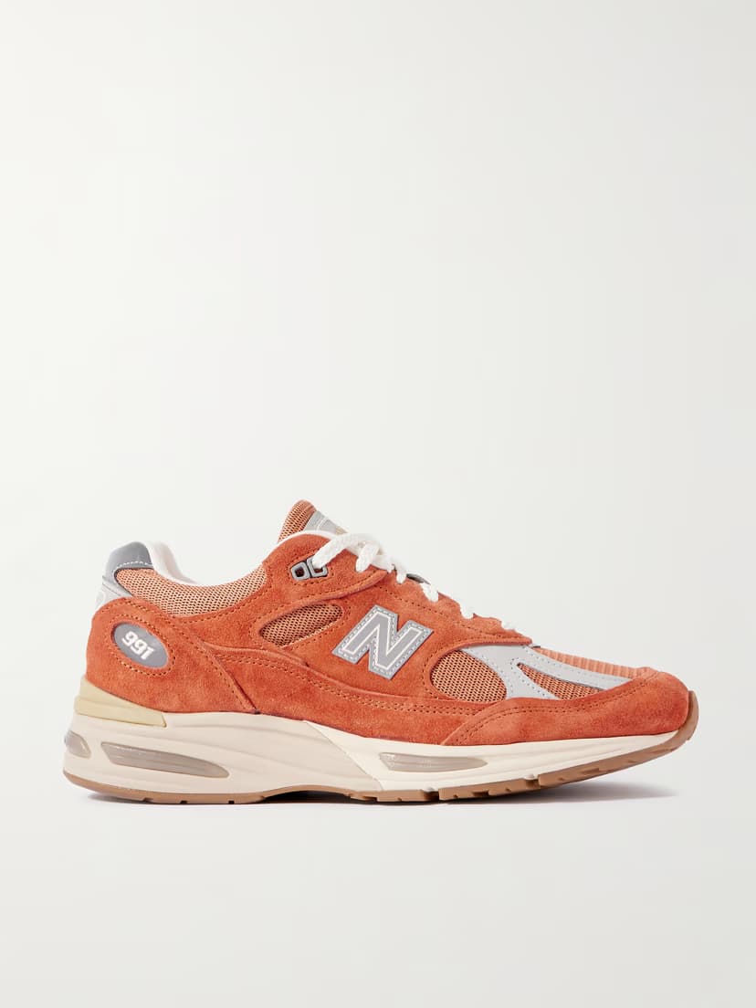 NEW BALANCE 991 leather- and suede-trimmed and mesh sneakers