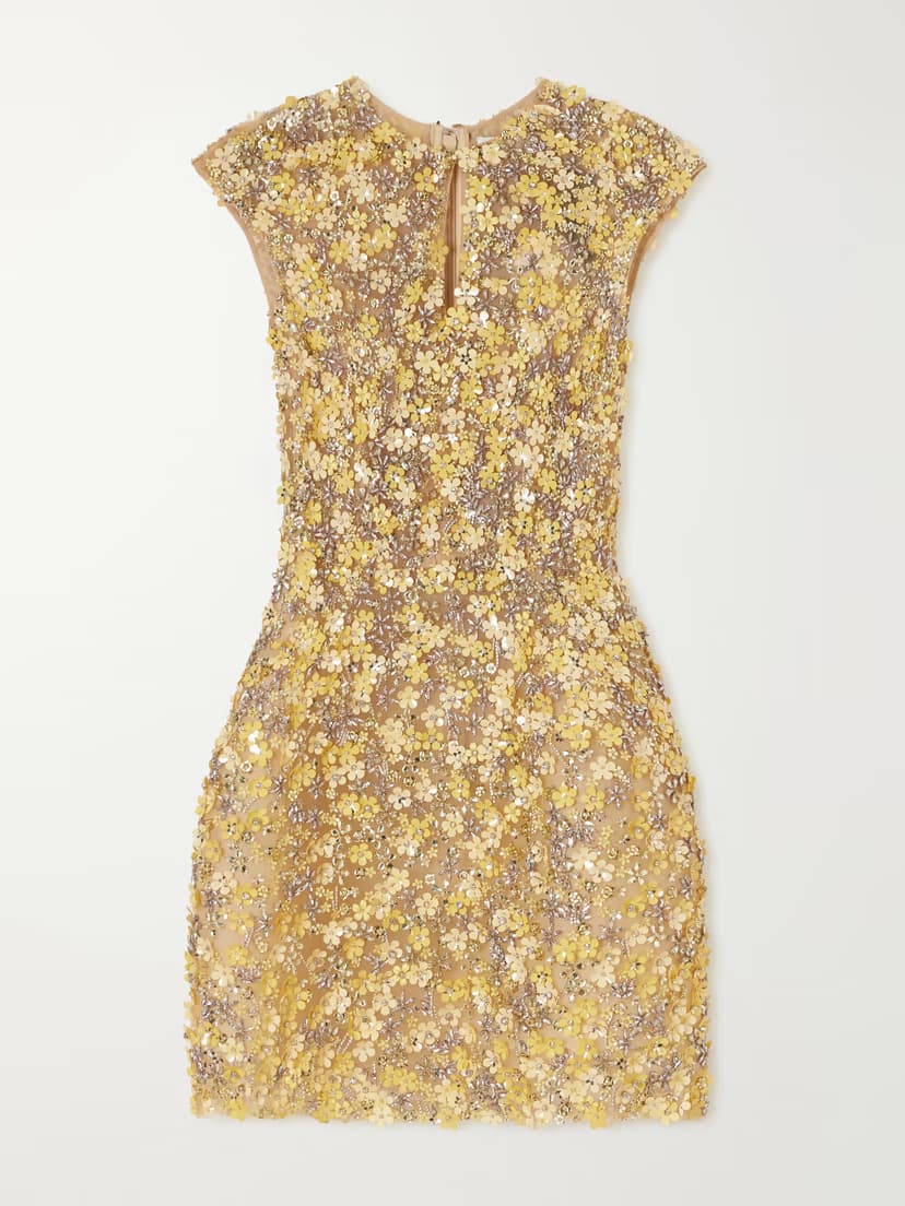 OSCAR DE LA RENTA Embellished tulle mini dress