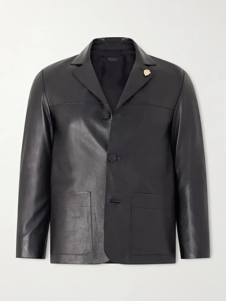 GUCCI Embellished Leather Blazer