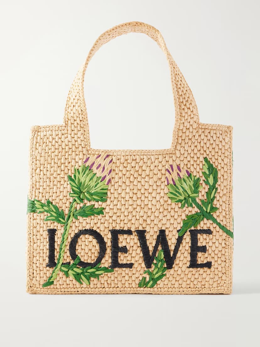 LOEWE + Paula's Ibiza small embroidered raffia tote