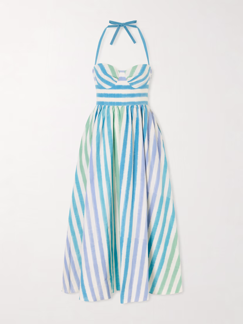 EMPORIO SIRENUSE Johanna Ikat striped cotton midi dress