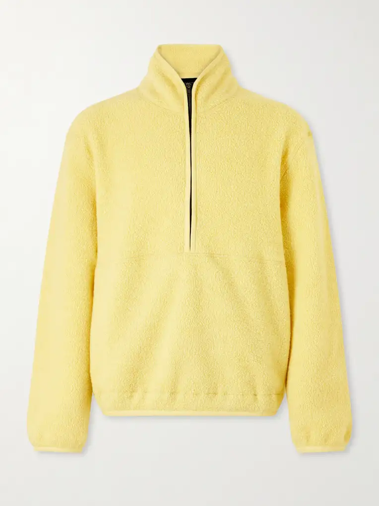 AARON LEVINE Wool-Blend Fleece-Bouclé Half-Zip Sweater