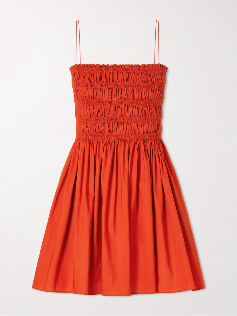 MATTEAU Shirred organic cotton-poplin mini dress