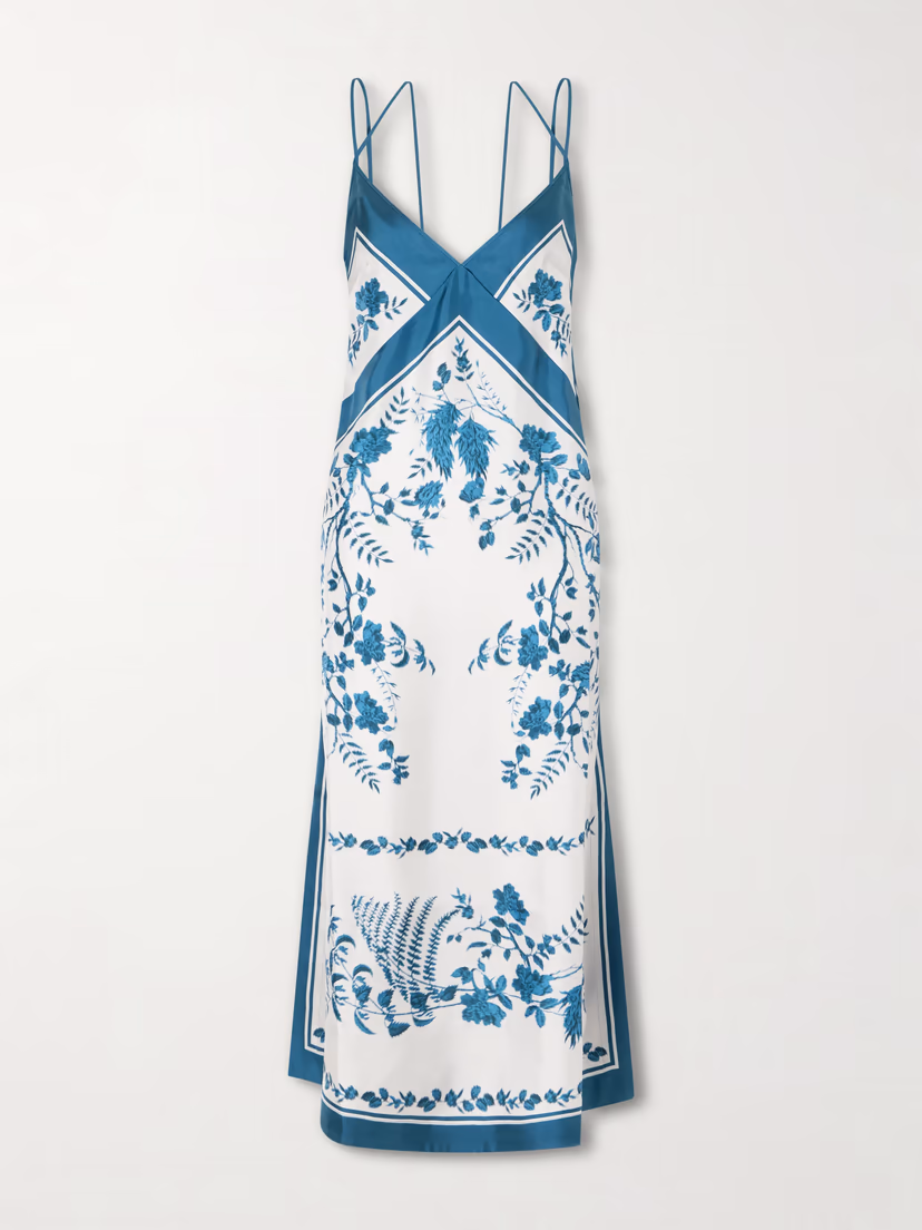 ERDEM Floral-print silk-twill midi dress