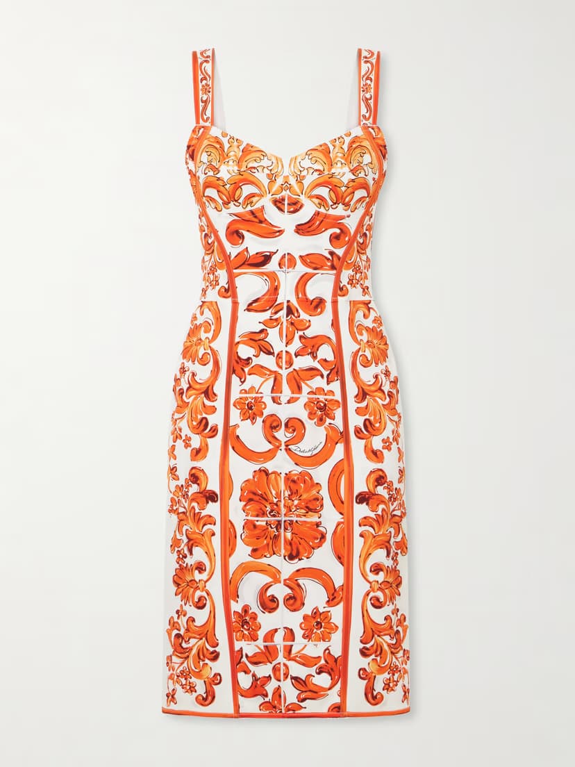 DOLCE&GABBANA Printed silk-blend charmeuse mini dress