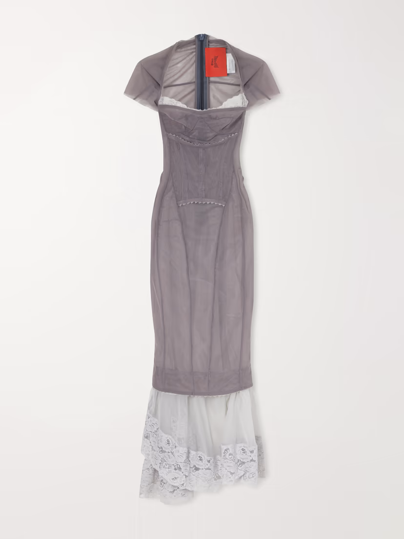DILARA FINDIKOGLU Cloudy Border lace-trimmed midi dress