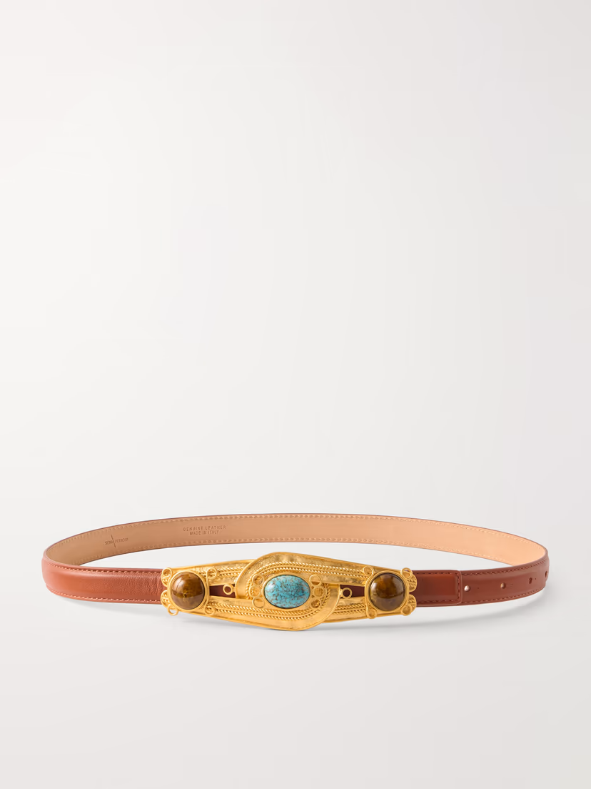 SONIA PETROFF Eterna gold-tone, leather and resin belt