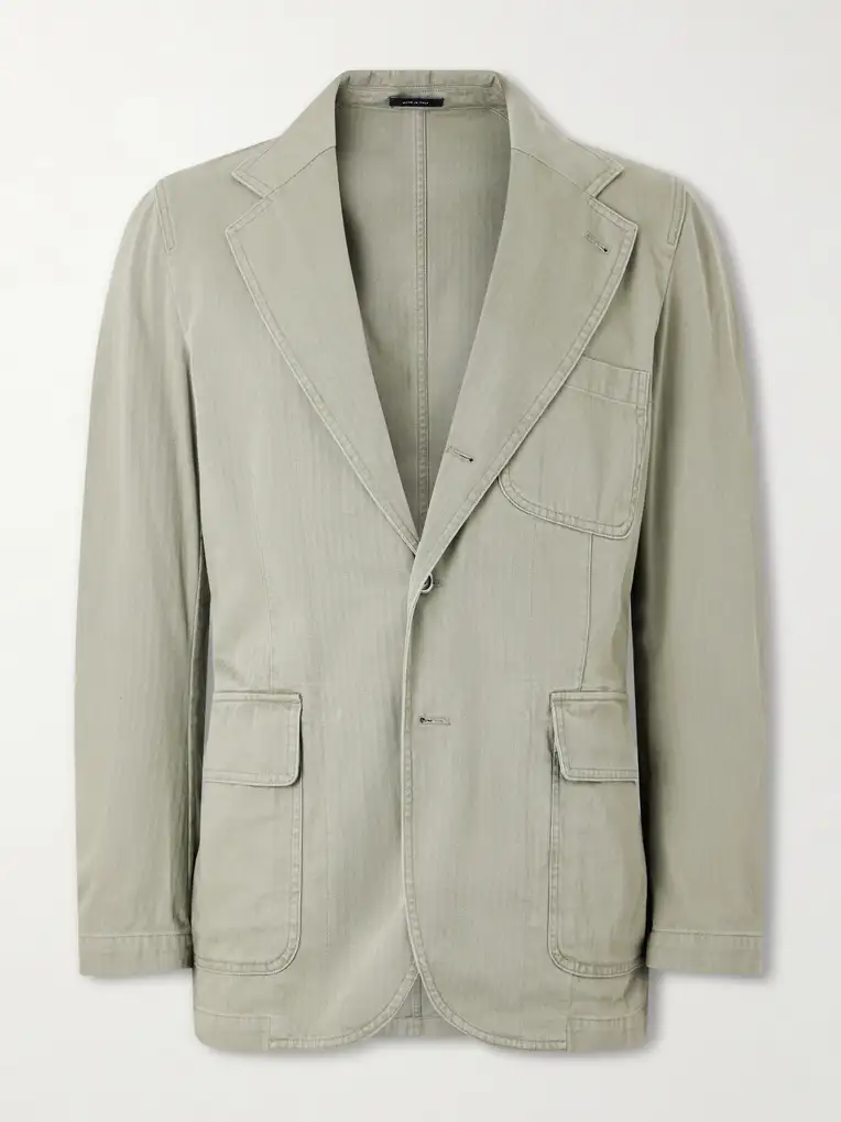 DRAKE'S Games Herringbone Cotton Suit Jacket