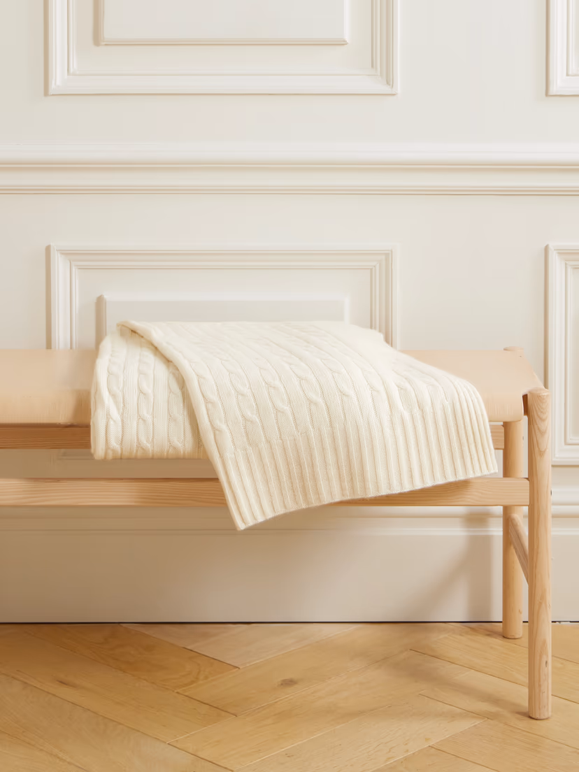 RALPH LAUREN HOME Cable-knit cashmere blanket