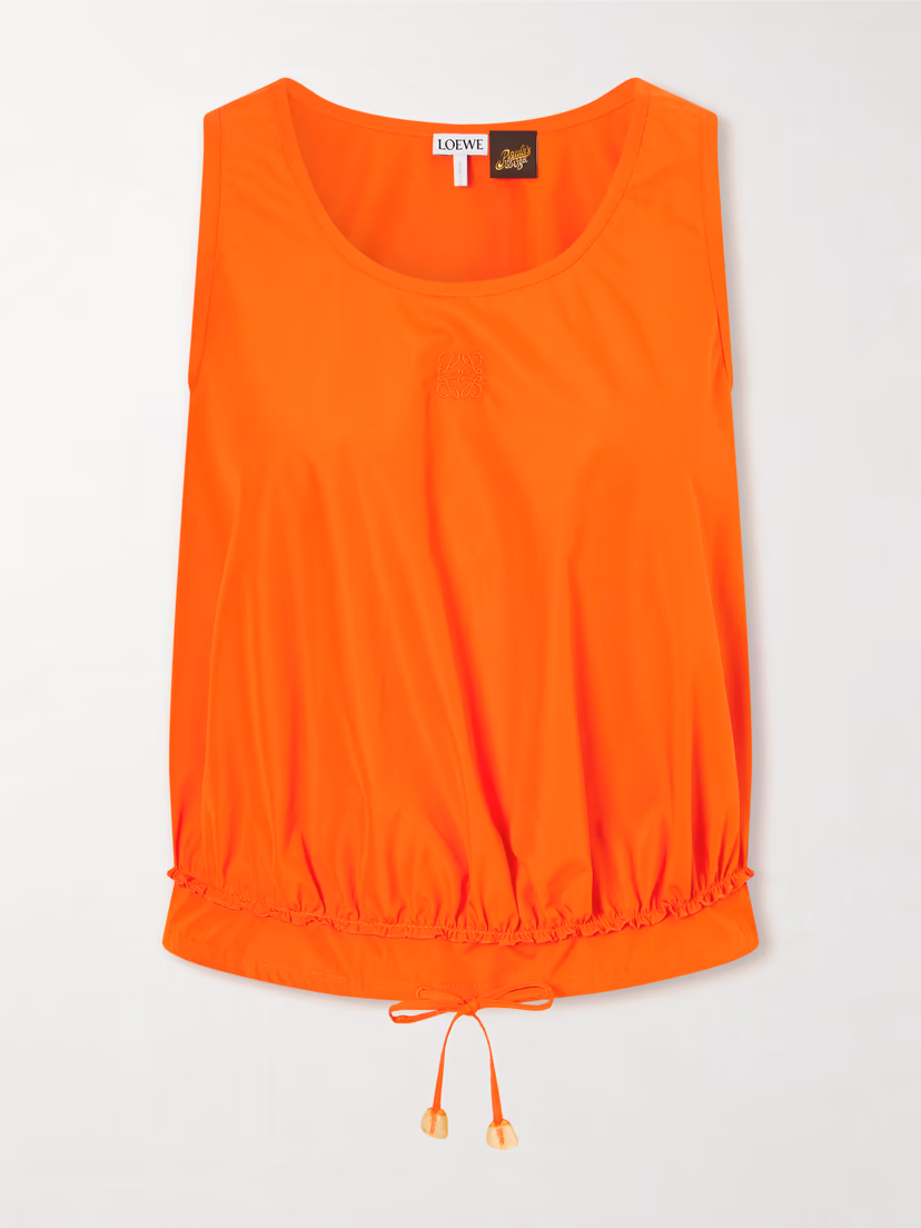 LOEWE + Paula's Ibiza Anagram appliquéd cotton-popeline top