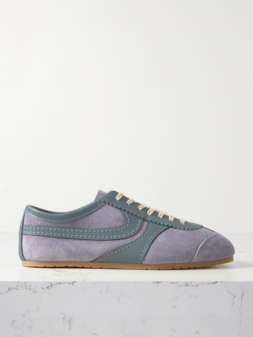 DRIES VAN NOTEN Leather-trimmed suede sneakers