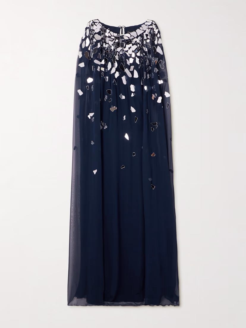 OSCAR DE LA RENTA Embellished silk-chiffon gown