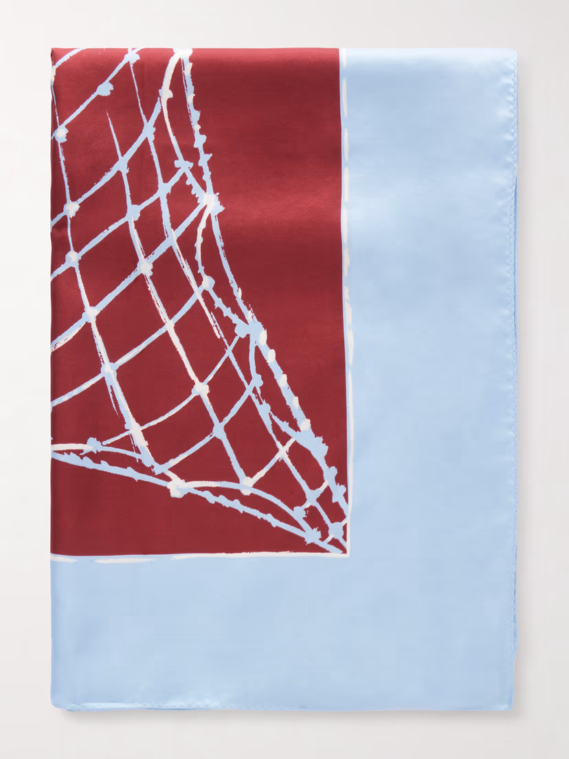 ALTUZARRA Fishnet printed silk-twill scarf