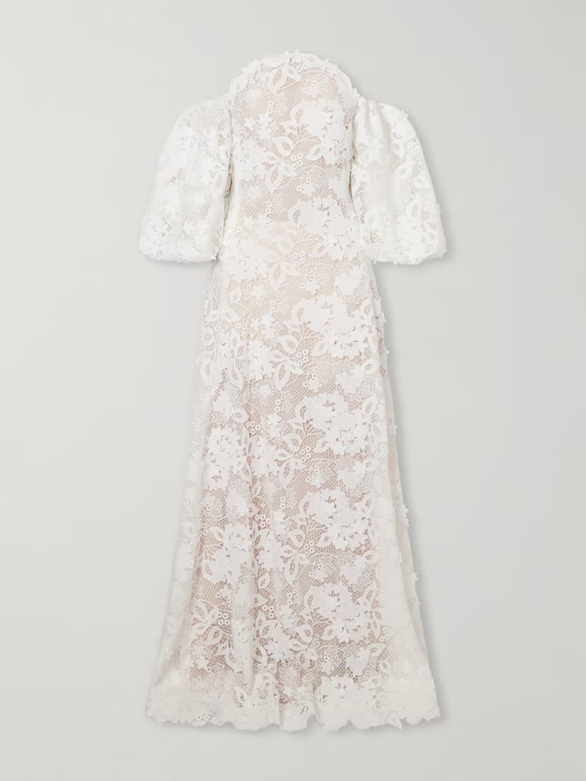 OSCAR DE LA RENTA Off-the-shoulder embroidered lace gown