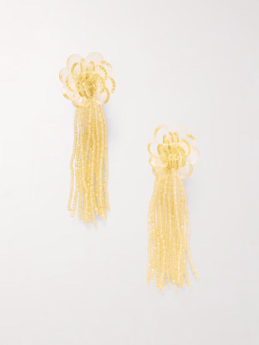 OSCAR DE LA RENTA Flower Chandelier gold-tone earrings