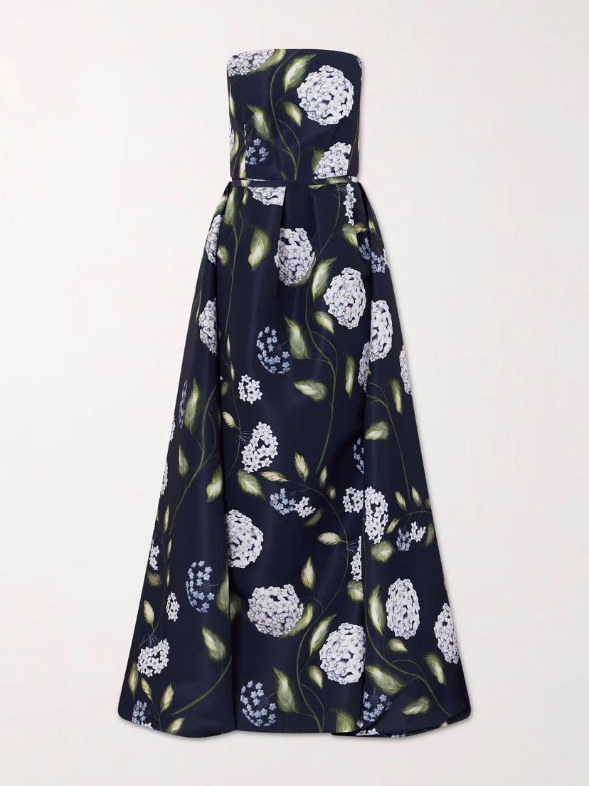 OSCAR DE LA RENTA Floral-print twill gown