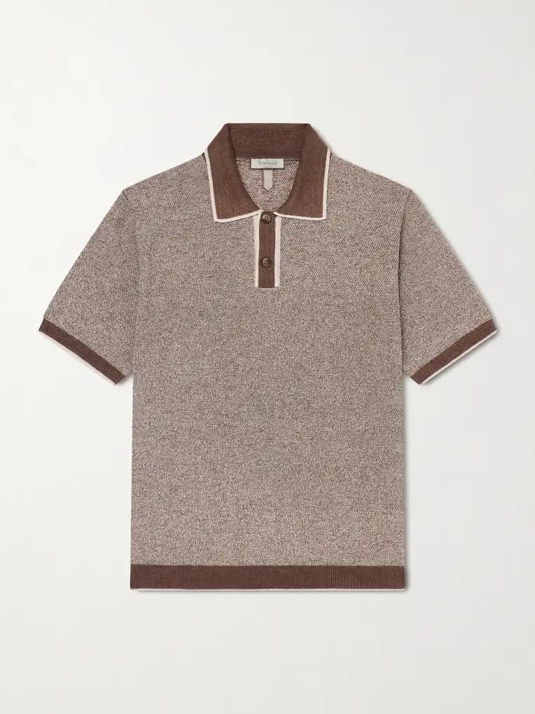 CANALI Linen, Silk, Cotton and Modal-Blend Terry Polo Shirt