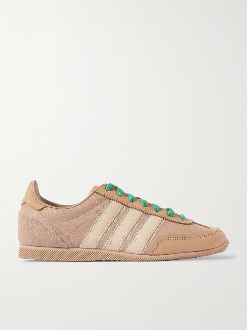 ADIDAS ORIGINALS Japan W leather-trimmed calf hair sneakers