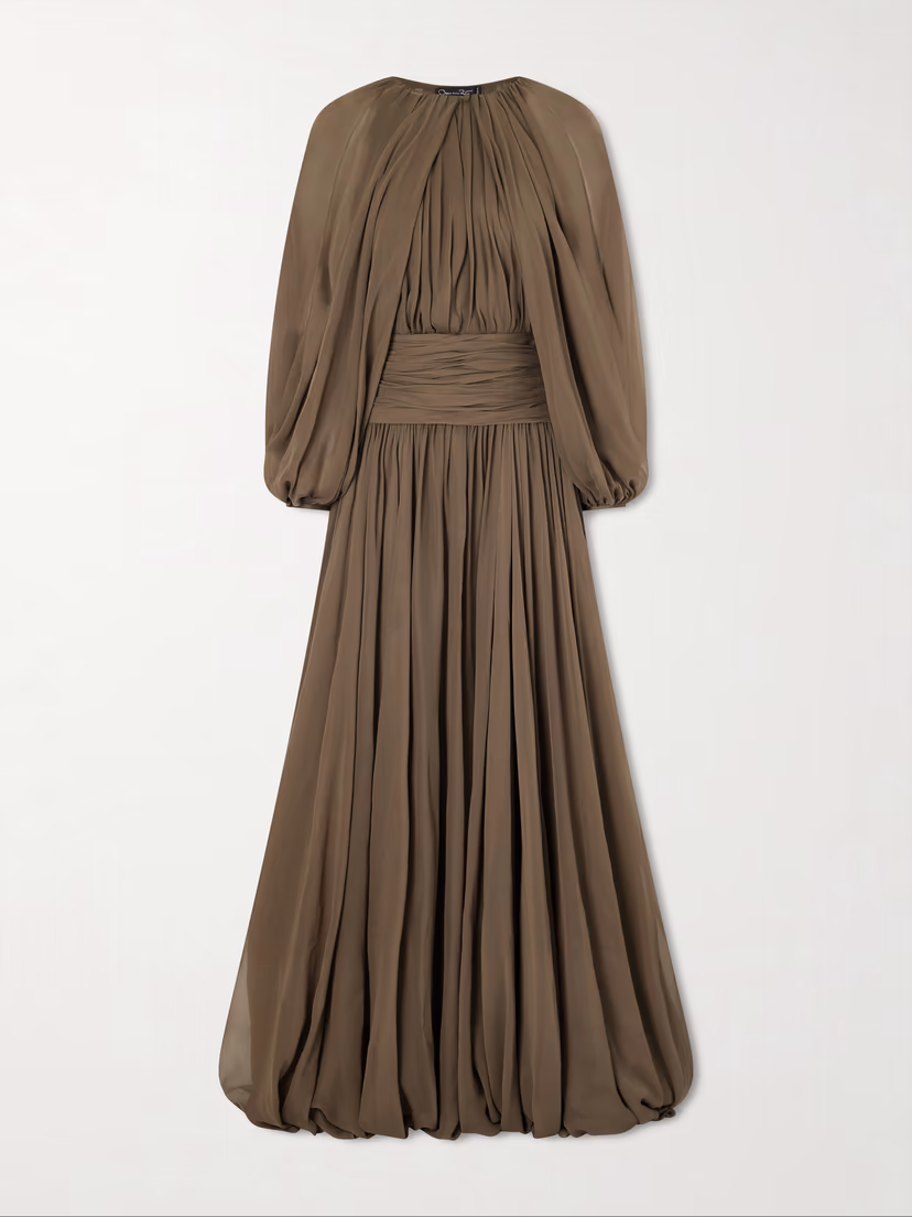 OSCAR DE LA RENTA Draped silk-chiffon gown