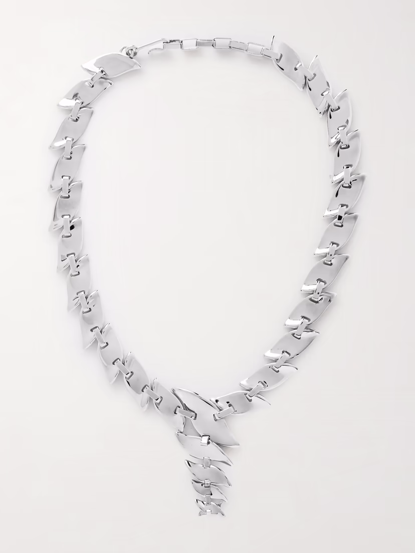 KHAITE Leaf silver-tone necklace