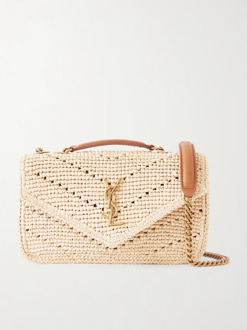 SAINT LAURENT Loulou mini raffia shoulder bag