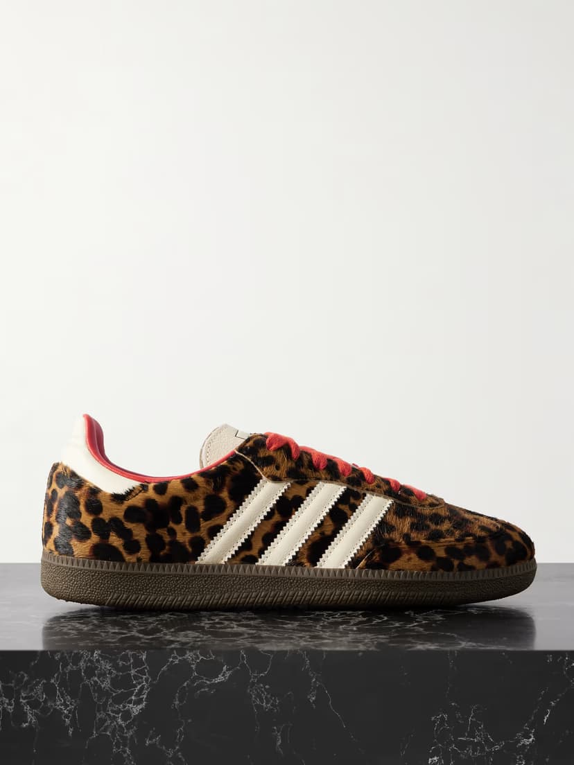 ADIDAS ORIGINALS Samba OG leather-trimmed leopard-print pony hair sneakers