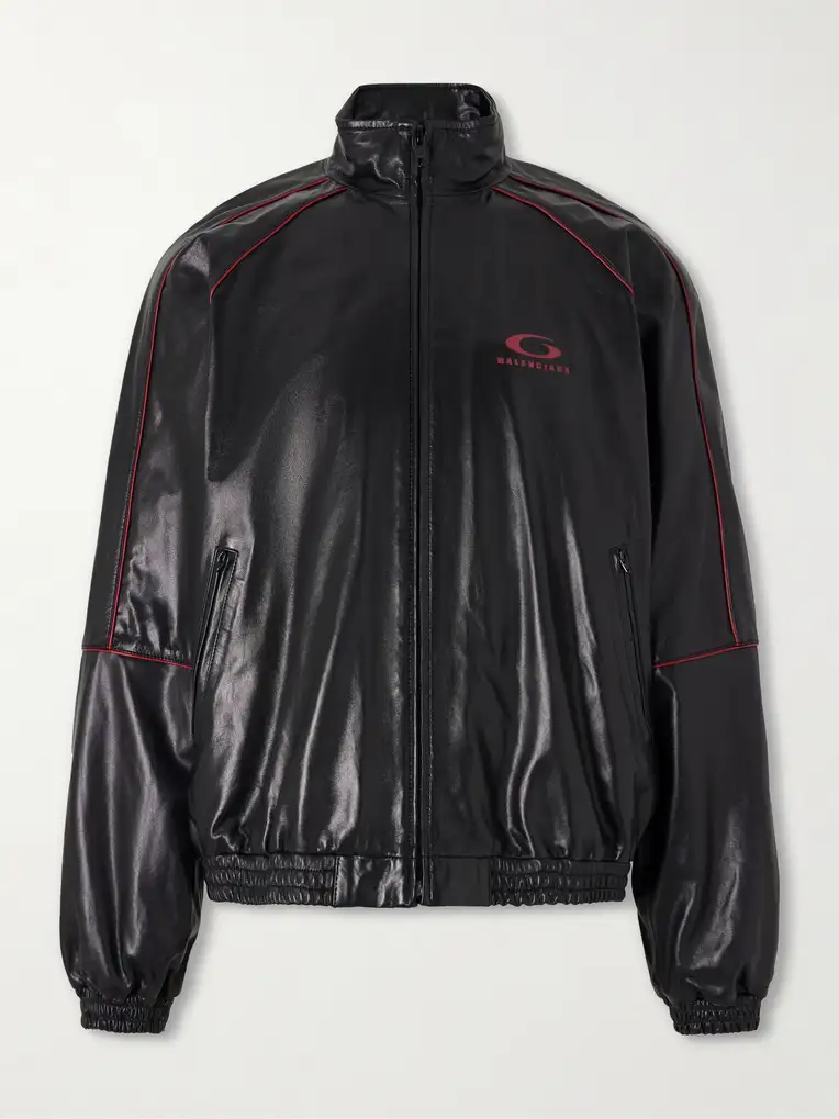 BALENCIAGA Logo-Embossed Leather Jacket