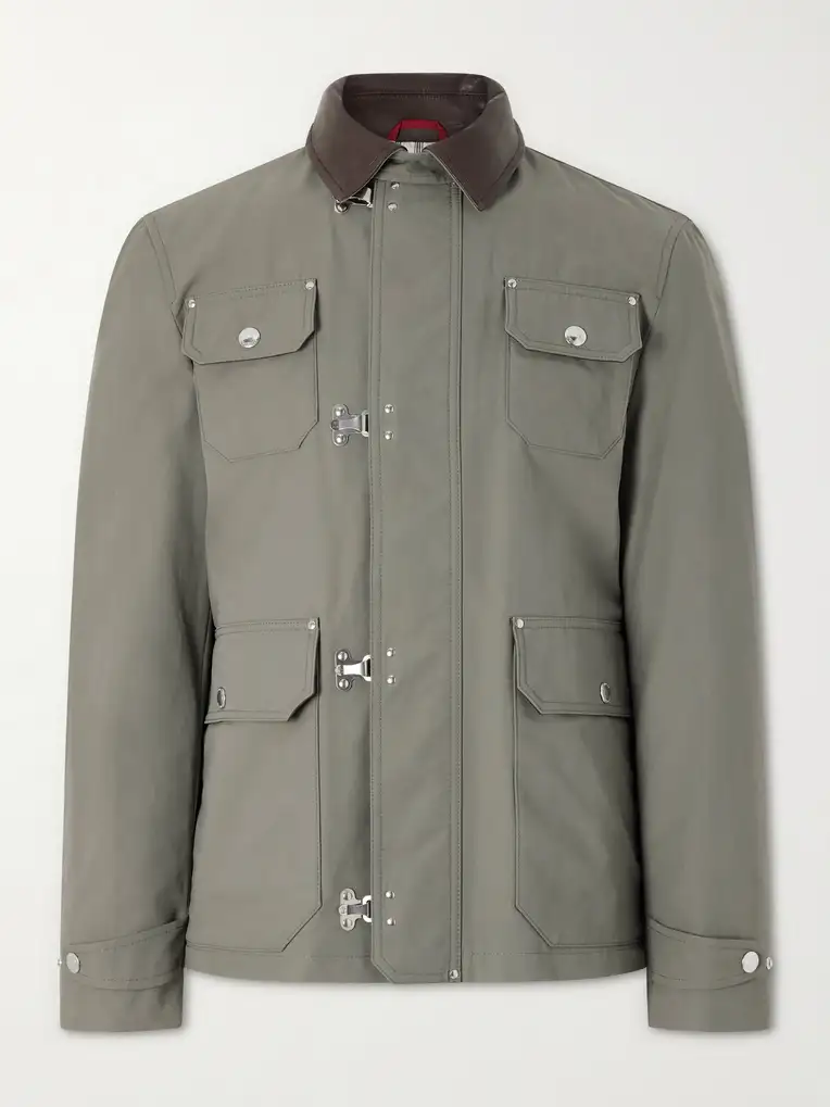 BRUNELLO CUCINELLI Fireman Leather-Trimmed Cotton-Blend Jacket