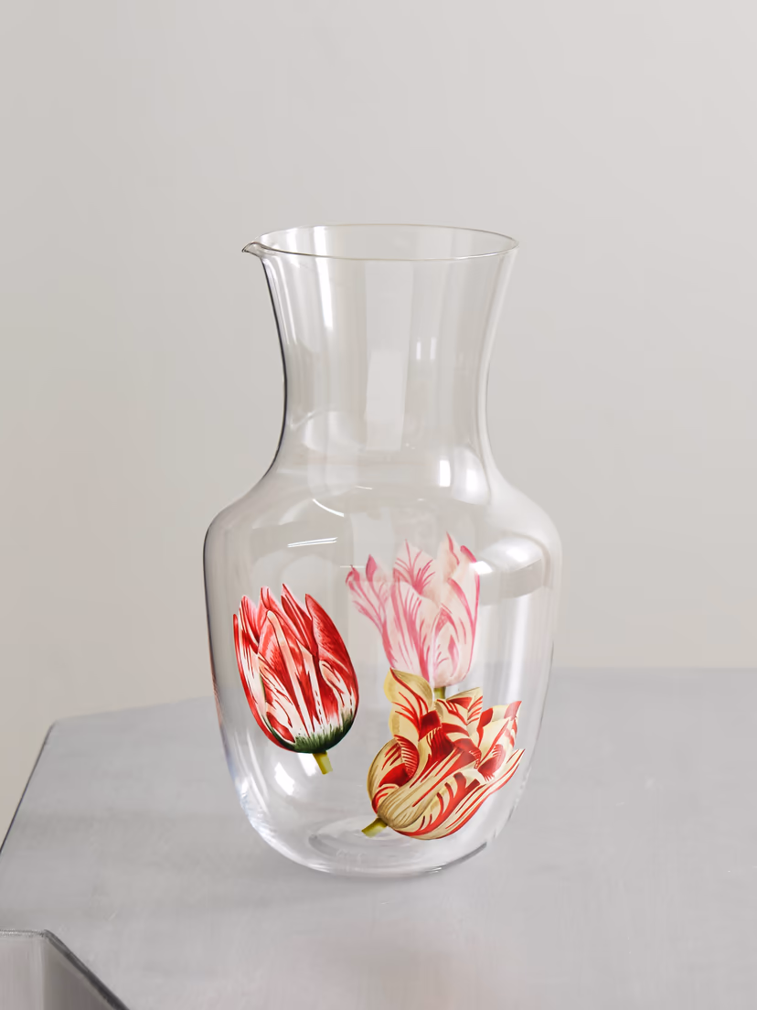 LOBMEYR Tulipmania painted crystal glass water pitcher