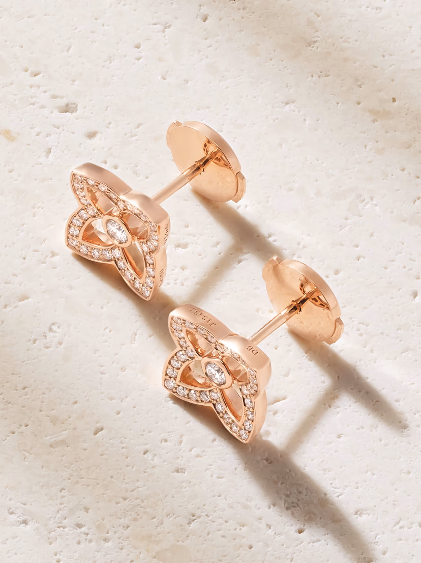 DE BEERS Lotus by DE BEERS 18-karat rose gold diamond earrings