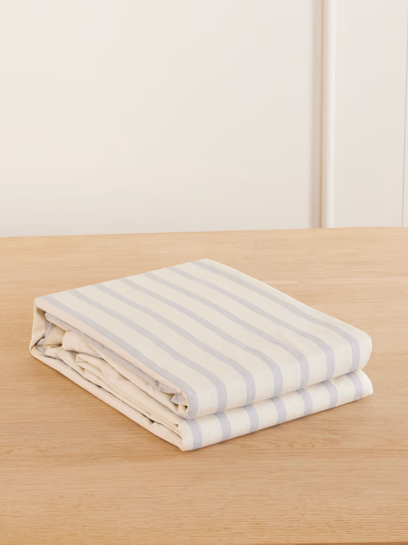 TEKLA Striped organic cotton-percale king duvet cover