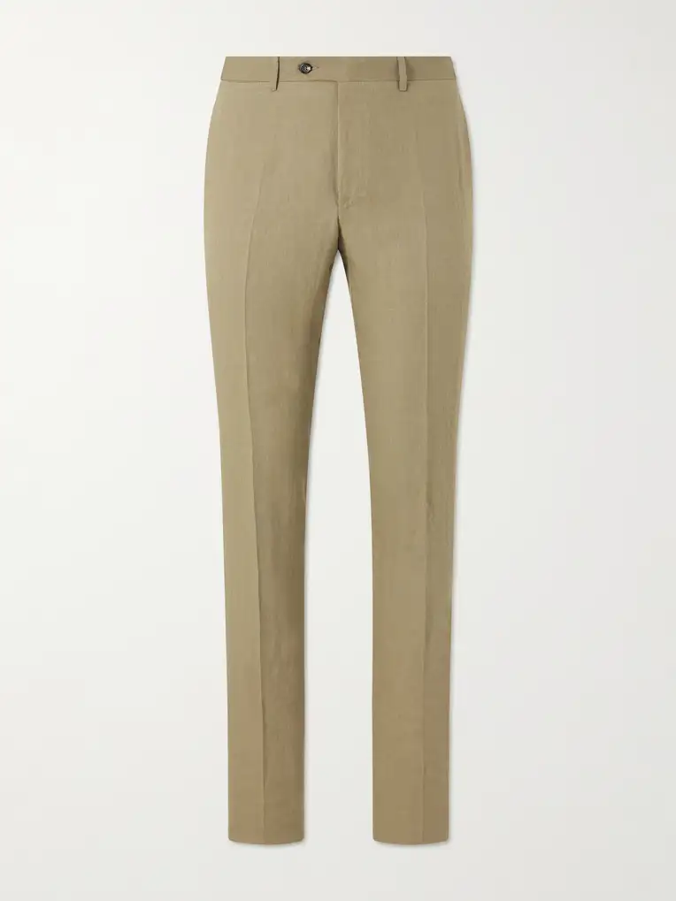 CANALI Straight-Leg Linen Suit Trousers