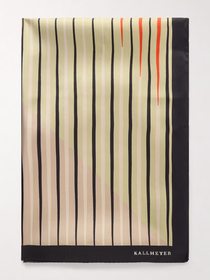 KALLMEYER Fluted striped silk-twill scarf