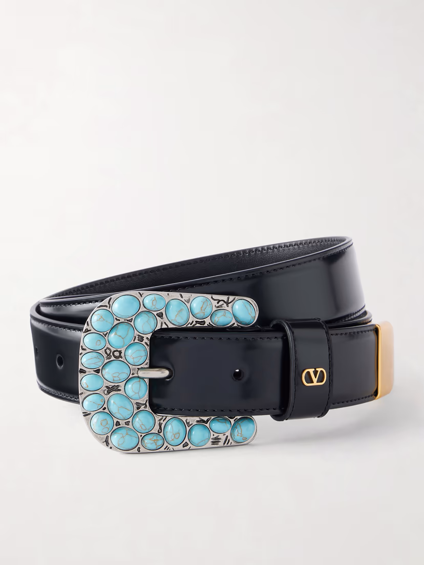 VALENTINO GARAVANI Mini Vlogo embellished leather belt