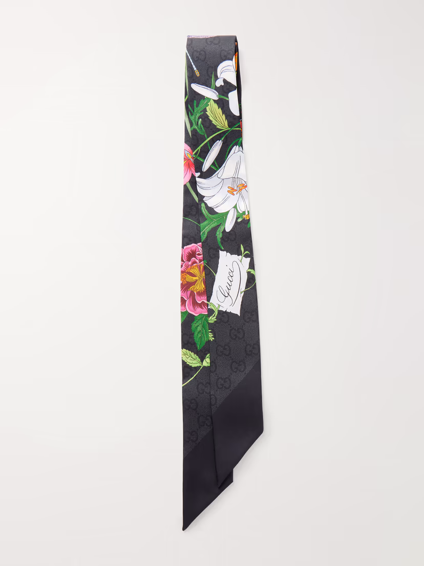 GUCCI Flora printed silk-twill scarf