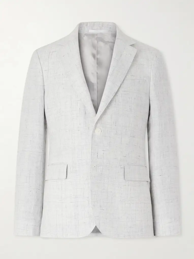 MR P. Delave Linen Check Suit Jacket
