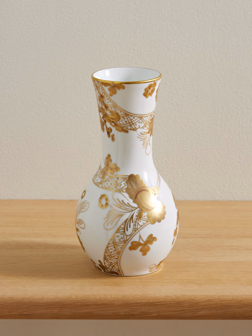 GINORI 1735 Tulip gold-plated porcelain vase