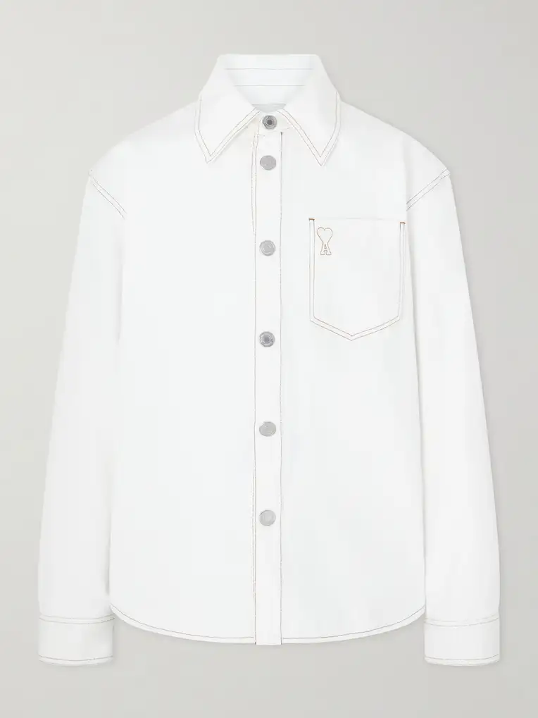 AMI PARIS Logo-Embroidered Denim Overshirt