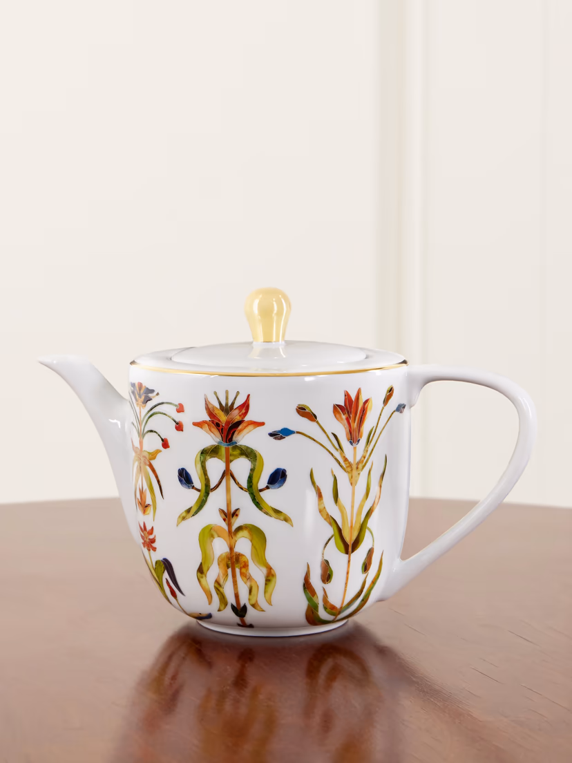 L'OBJET Grand Tour gold-plated porcelain teapot