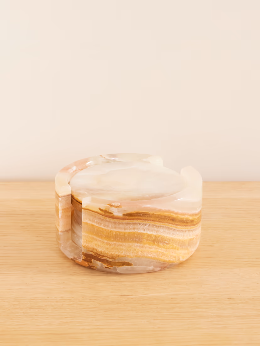 JIA JIA HOME Set of three onyx coasters