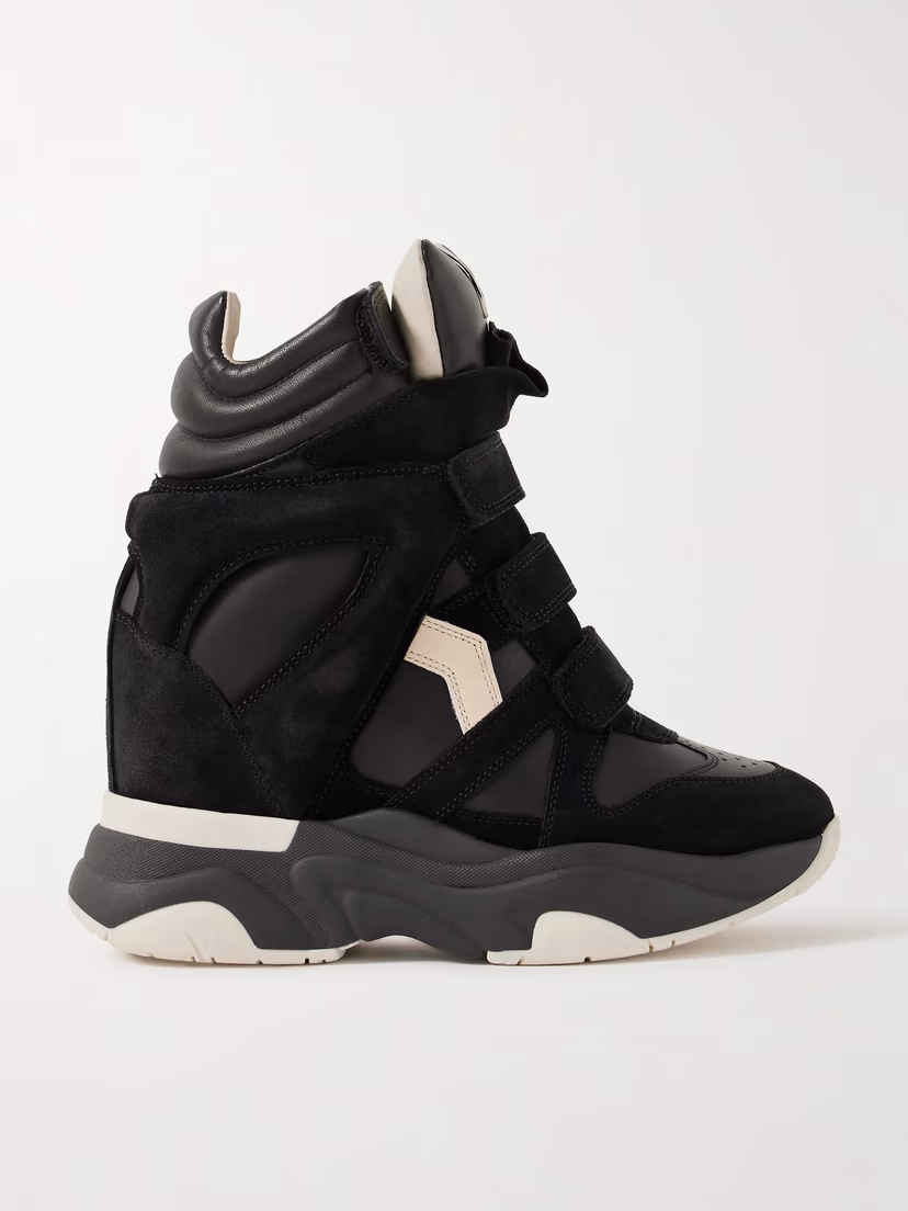 ISABEL MARANT Balskee leather and suede high-top wedge sneakers