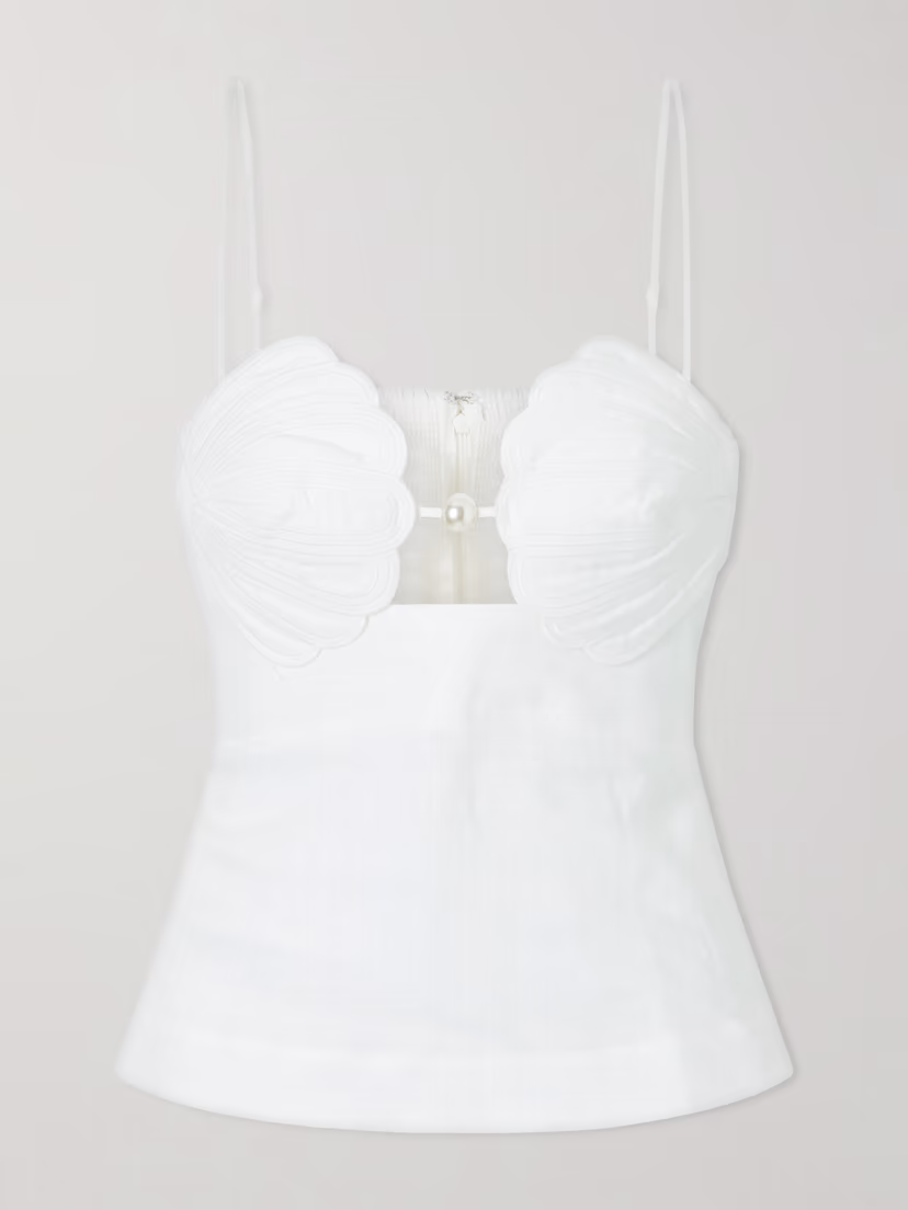 FARM RIO Shell peplum linen blouse