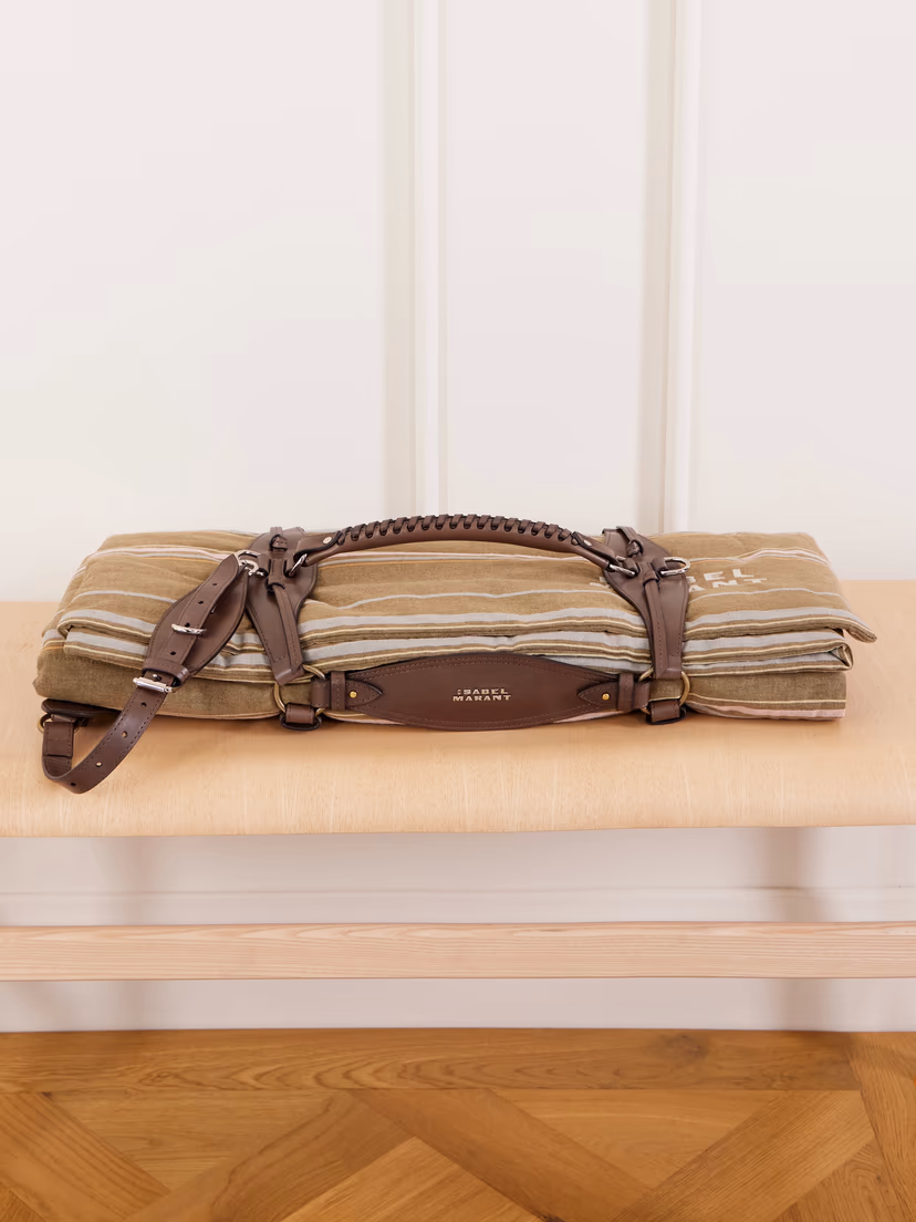 ISABEL MARANT Emrboidered striped cotton blanket